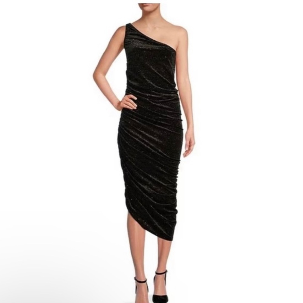 Gibson Latimer Black Asymmetrical Fitted Sparkly Dress. Size M. New with tags.